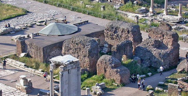 Remains of the temple of Julius Caesar, seen from the back.